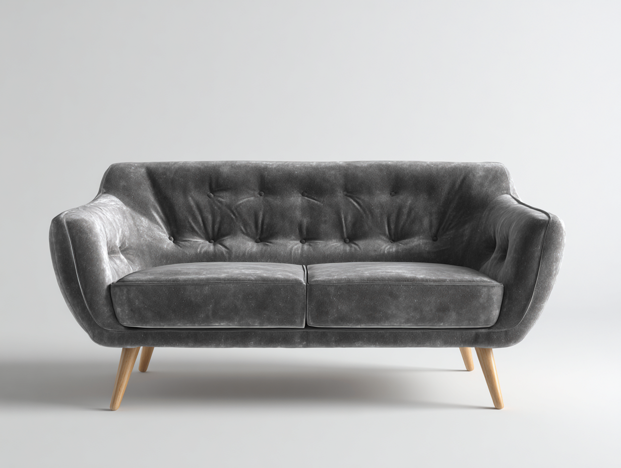Sofás 2 plazas tapizado efecto terciopelo 175x88x82 cm - Gris oscuro - Estilo retro moderno-Sacorlonest