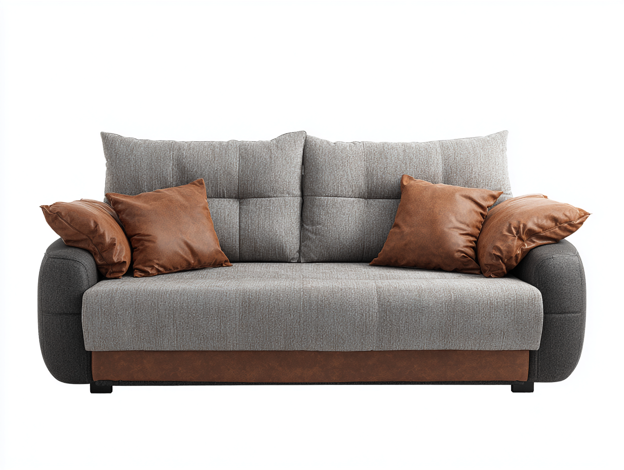 Sofás 2 plazas de tela 190x92x85 cm - gris claro-marrón - diseño moderno-Sacorlonest