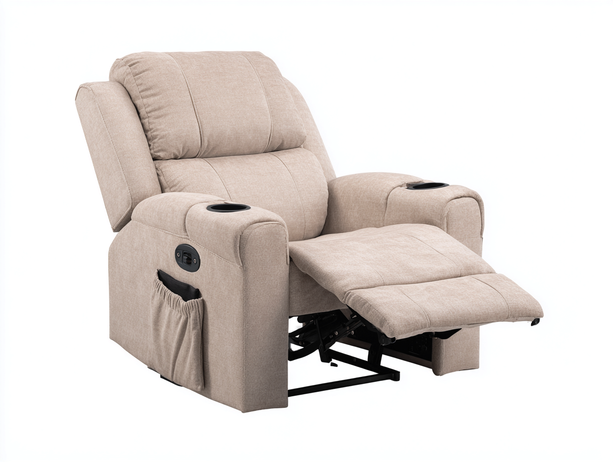 Sillones reclinables 102x96x108 cm beige para salón - diseño con reposapiés extensible-Sacorlonest