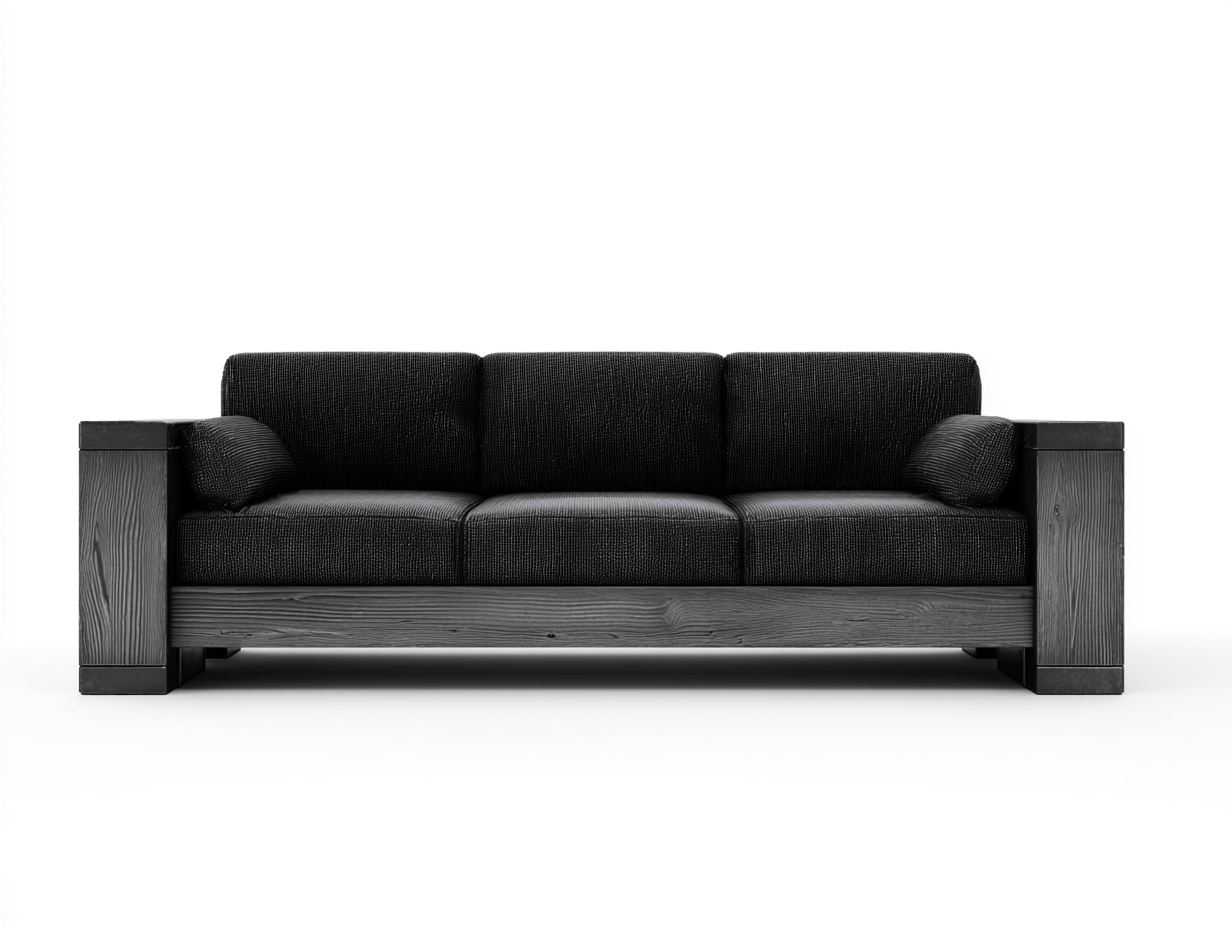 Sofás 3 plazas de madera y tela 235x92x80 cm - negro - estilo contemporáneo-Sacorlonest