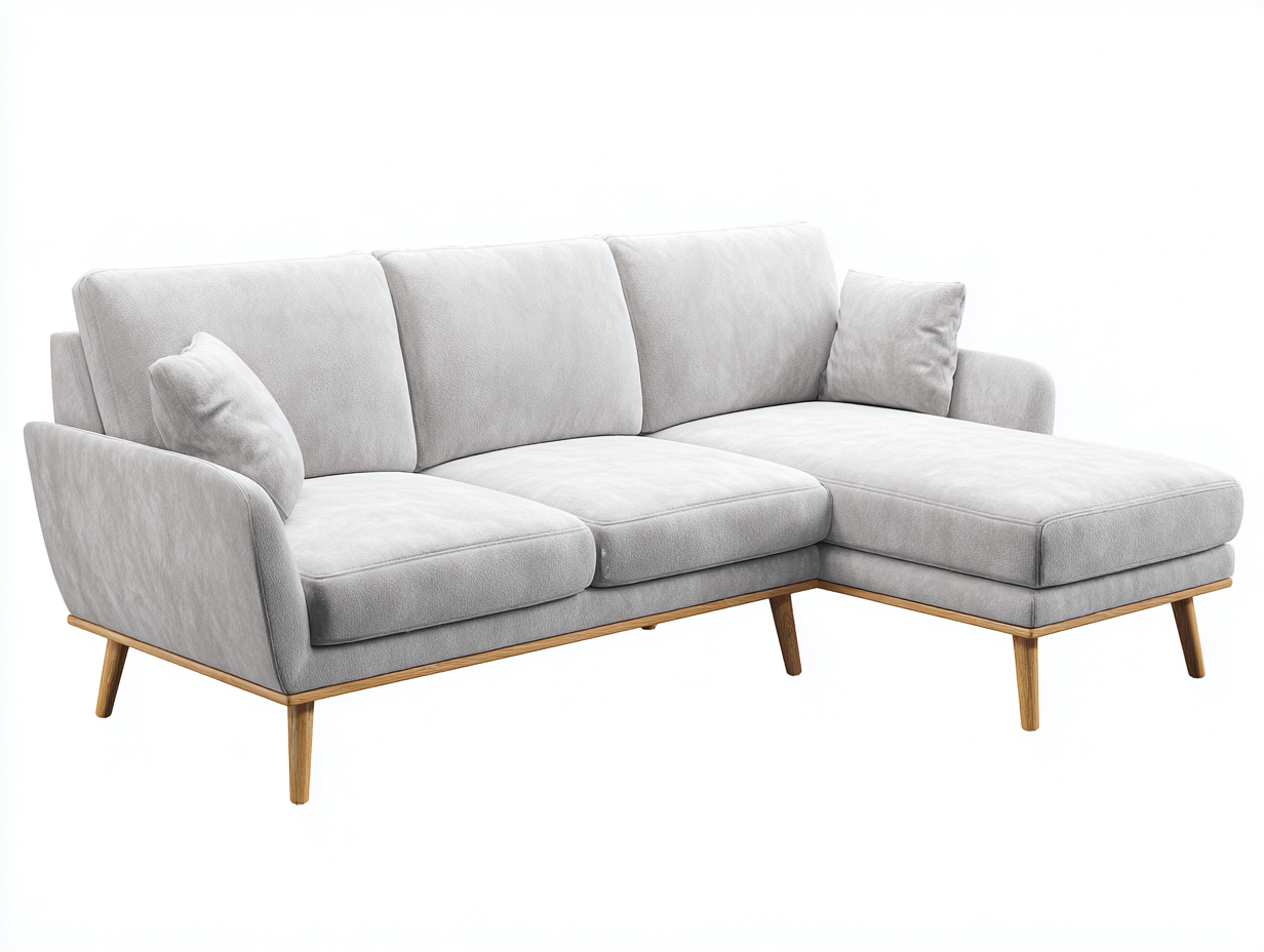 Sofás de esquina de tela 252x158x86 cm - gris claro - diseño moderno-Sacorlonest