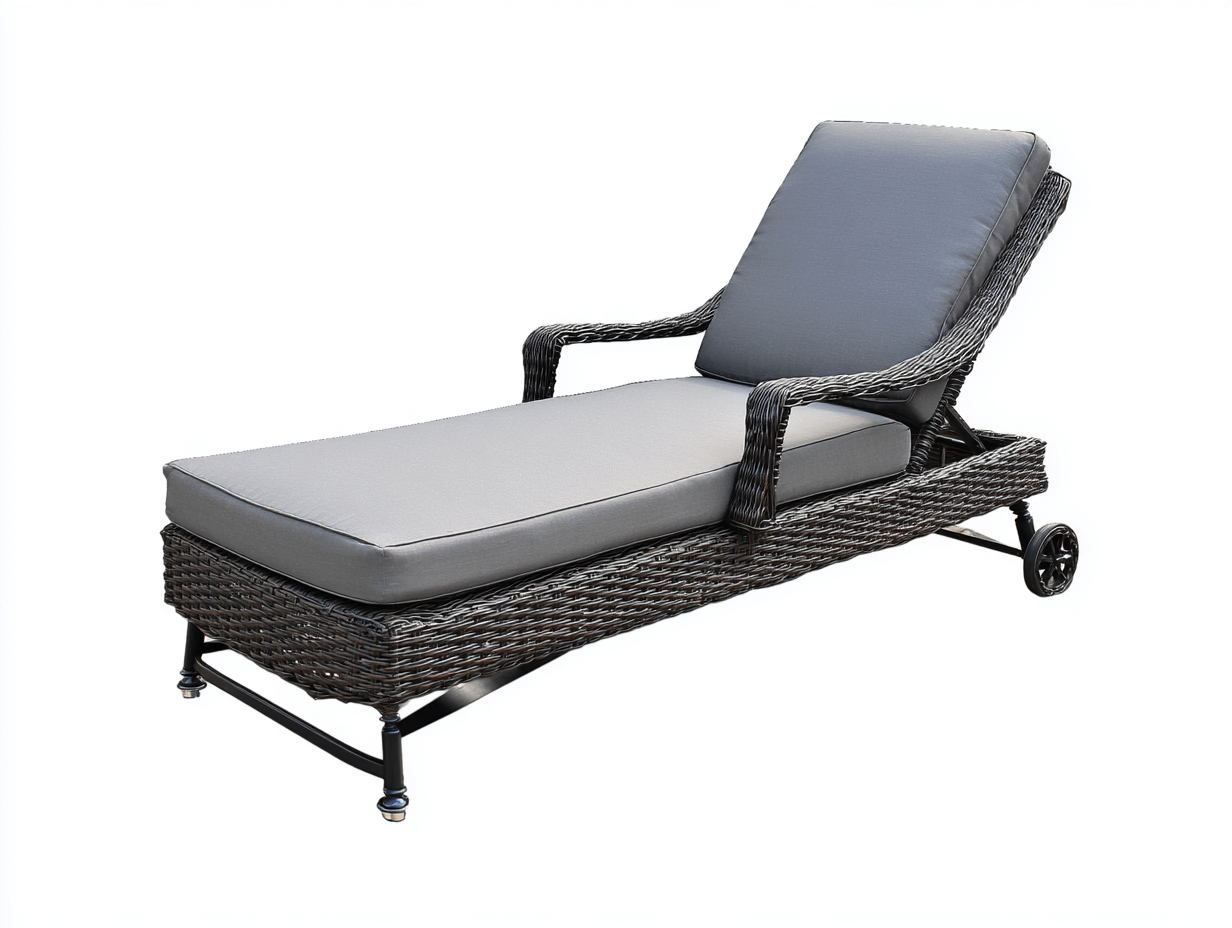 Tumbonas de ratán con ruedas 200x72x85 cm - marrón oscuro-gris - respaldo ajustable-Sacorlonest