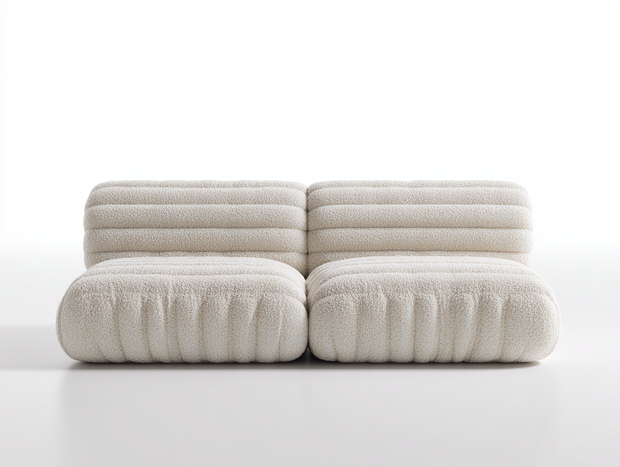 Sofás 2 plazas de tela 180x90x70 cm - beige con textura bouclé - diseño moderno para salón-Sacorlonest