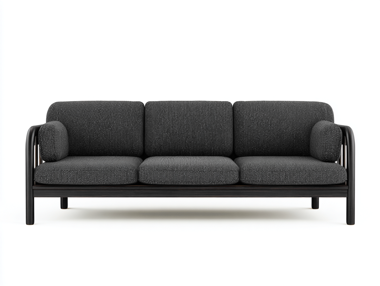 Sofás 3 plazas de madera y tela 215x86x78 cm - negro-gris - diseño moderno-Sacorlonest