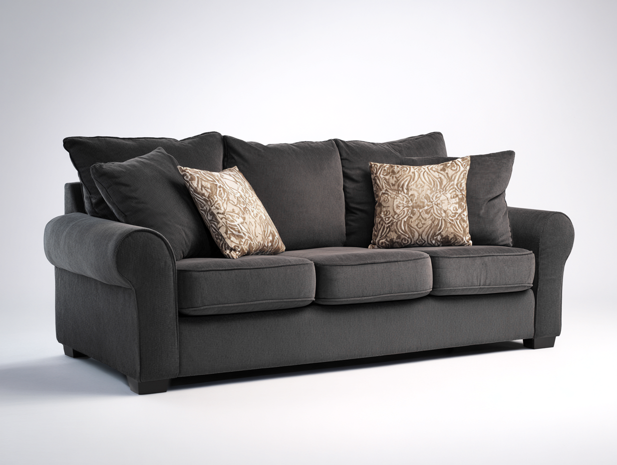 Sofás 3 plazas de tela 215x92x84 cm - gris oscuro - diseño clásico para salón-Sacorlonest