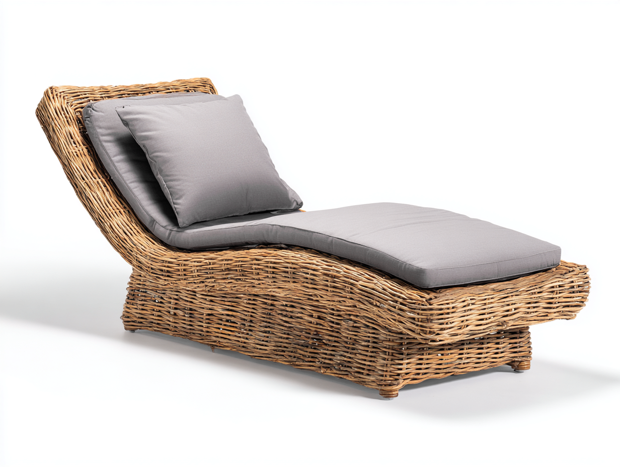 Tumbonas de ratán 192x74x86 cm - marrón-gris - diseño curvado-Sacorlonest