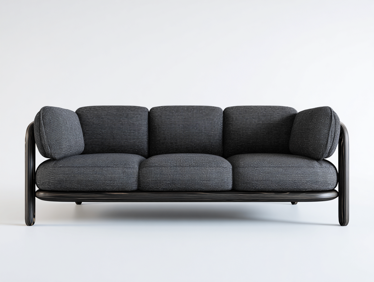 Sofás 3 plazas de tela 236x94x79 cm gris oscuro - para salón - diseño minimalista contemporáneo-Sacorlonest