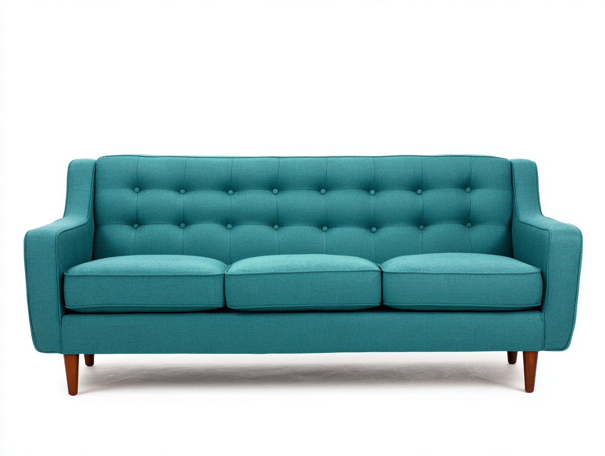 Sofás lineales de tela 218x90x85 cm - Turquesa - Diseño moderno de tres plazas-Sacorlonest
