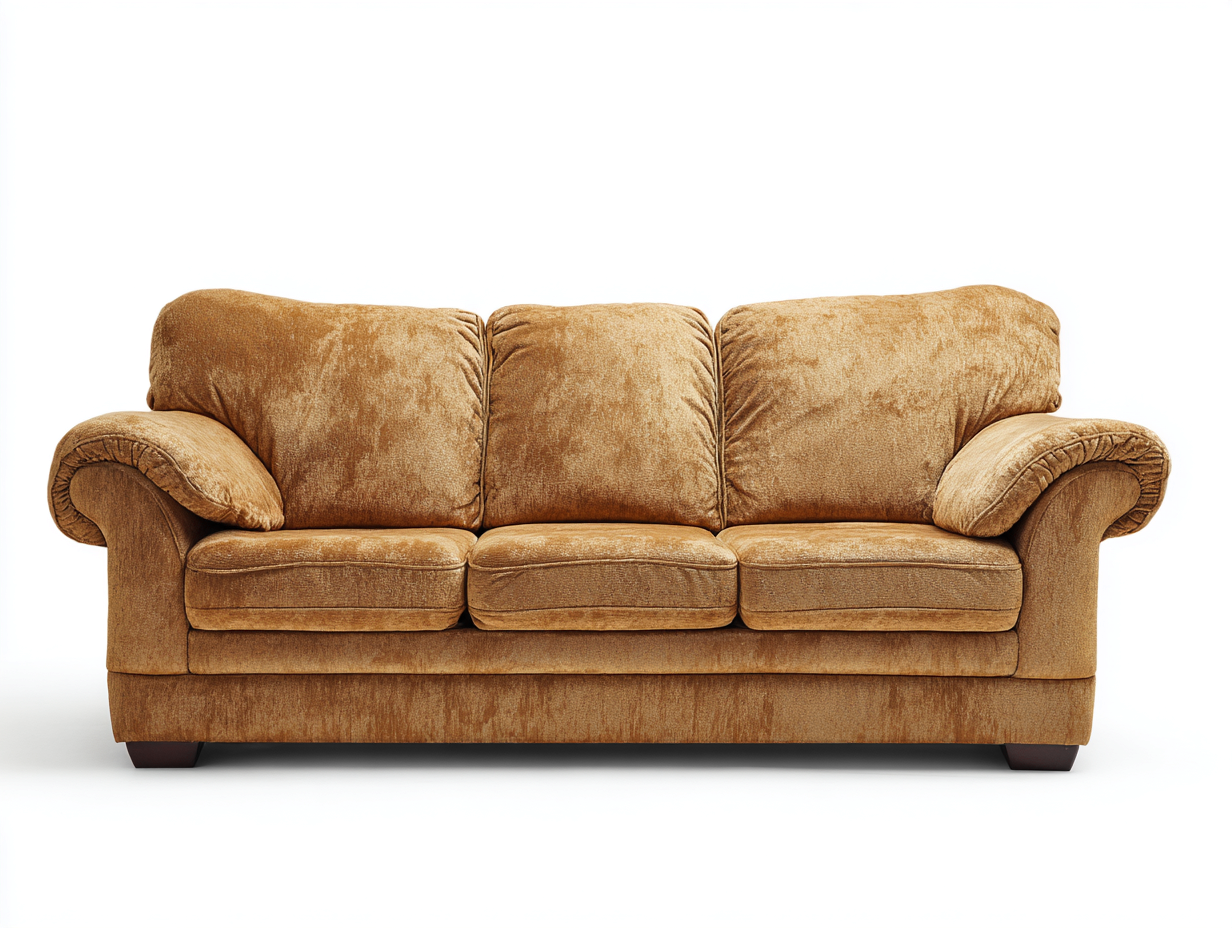 Sofás 3 plazas de terciopelo 228x96x88 cm marrón dorado - para salón - diseño clásico acolchado-Sacorlonest