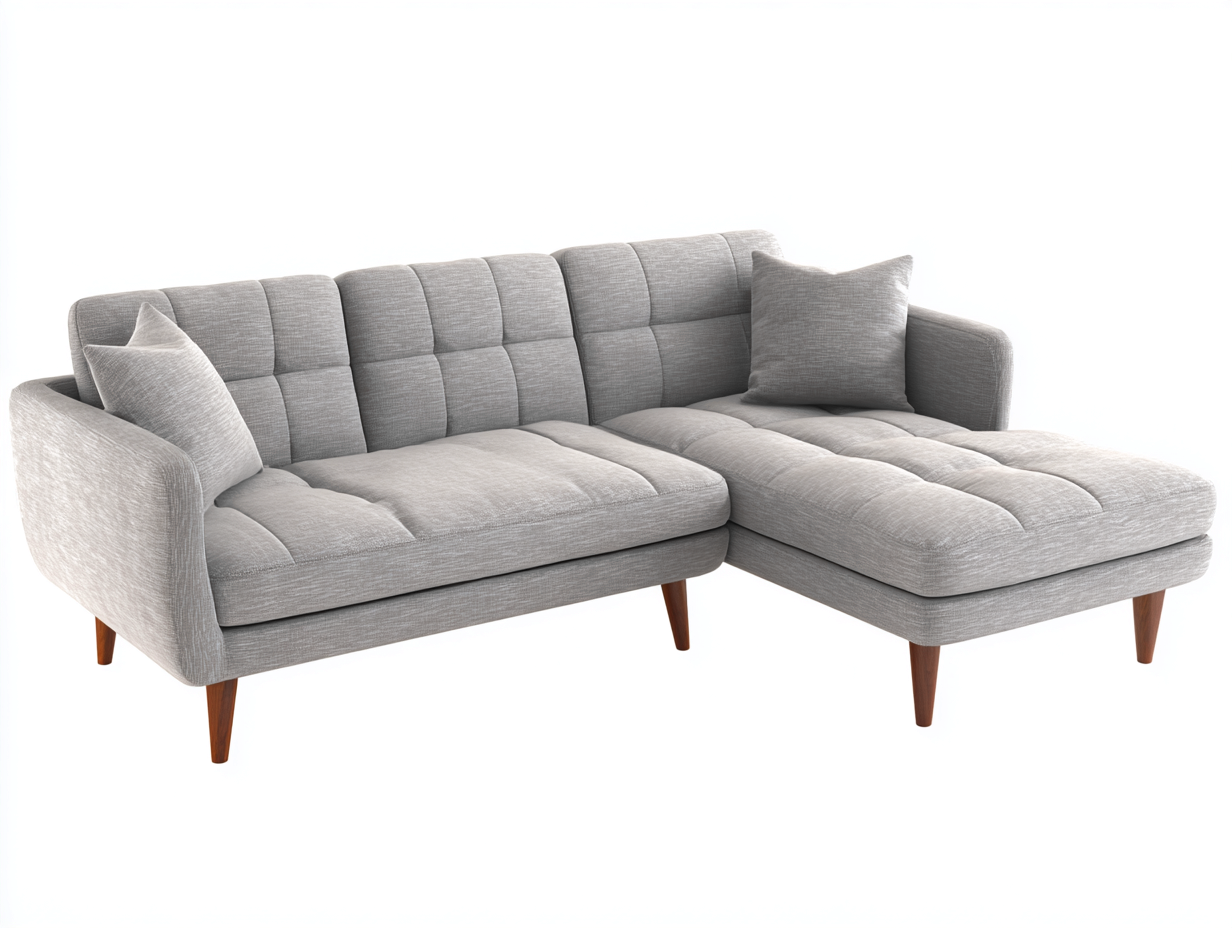Sofás de esquina de tela gris claro 248x158x80 cm - Patas de madera - Diseño moderno para salón-Sacorlonest