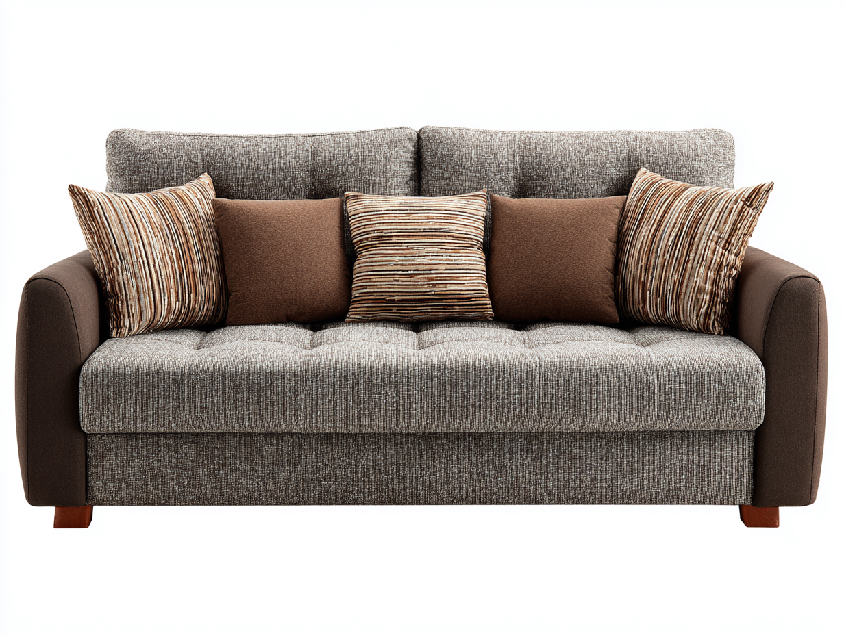 Sofás 2 plazas de tela 180x86x82 cm - gris-marrón - con reposabrazos y diseño moderno-Sacorlonest