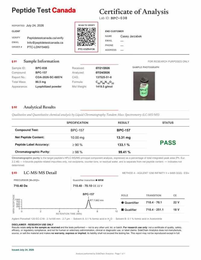BPC-157 test report