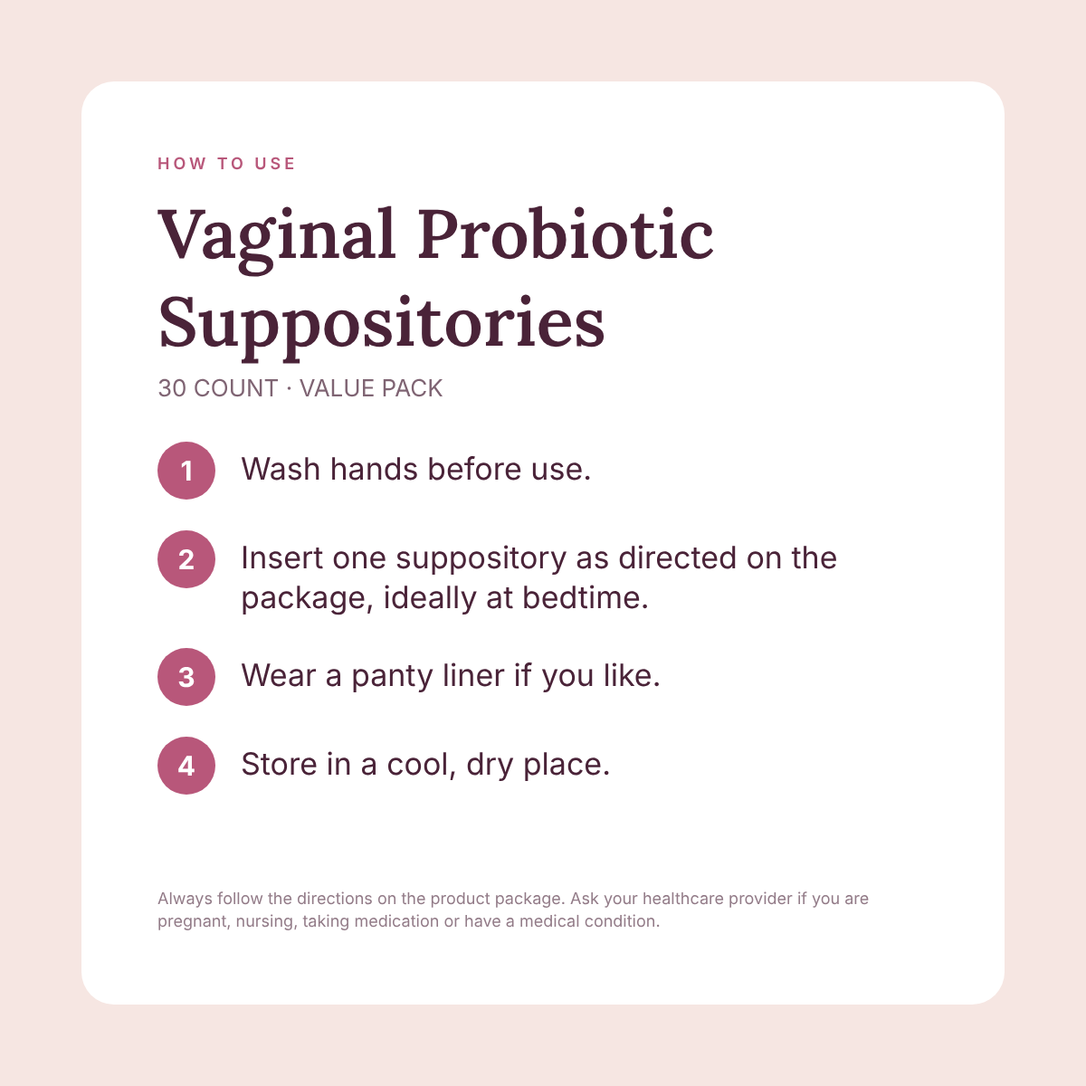 Vaginal Probiotic Suppositories - pH Balance Support, Value Pack (30 Count)