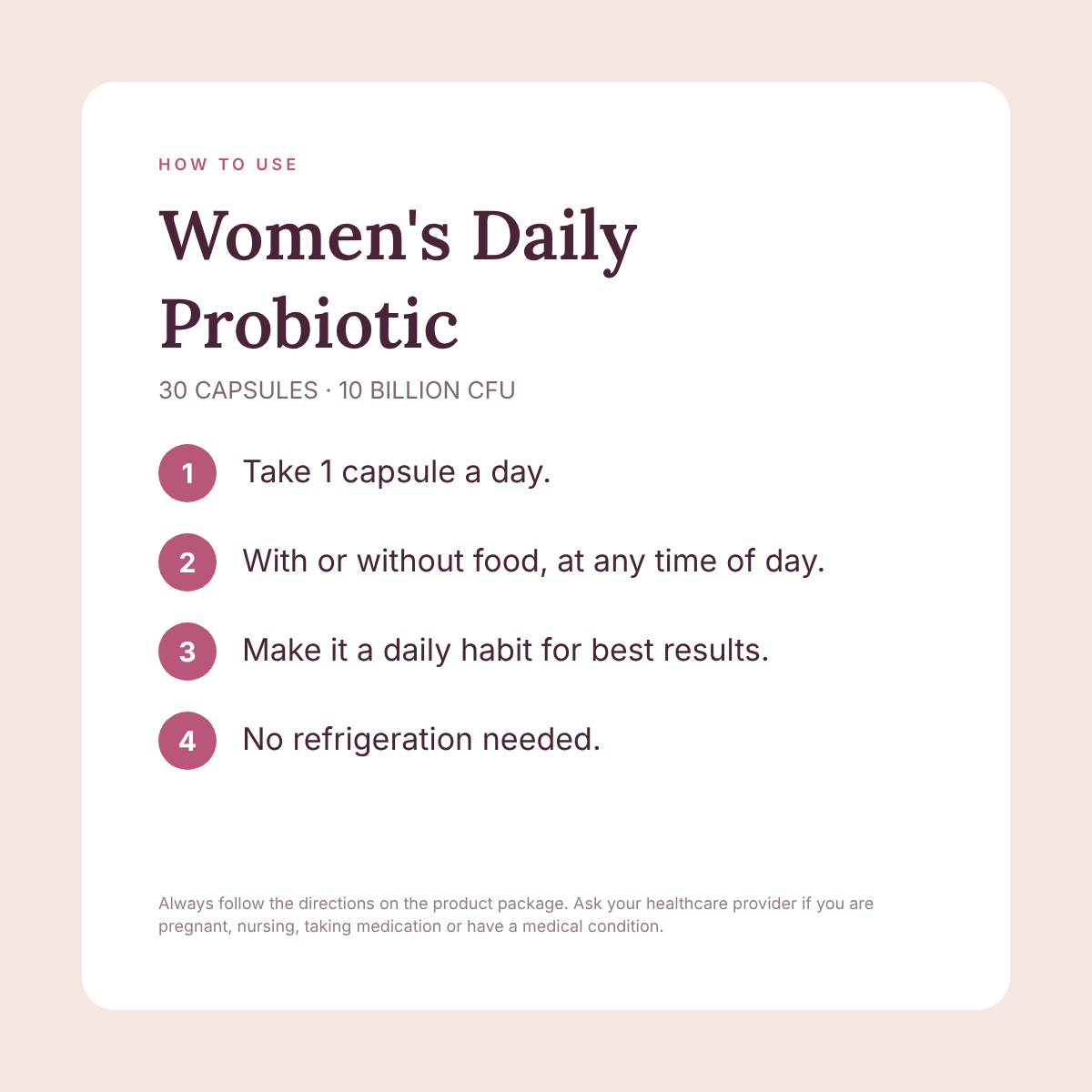 Women's Daily Probiotic + Prebiotic with Cranberry & Pomegranate - 10 Billion CFU (30 Capsules)