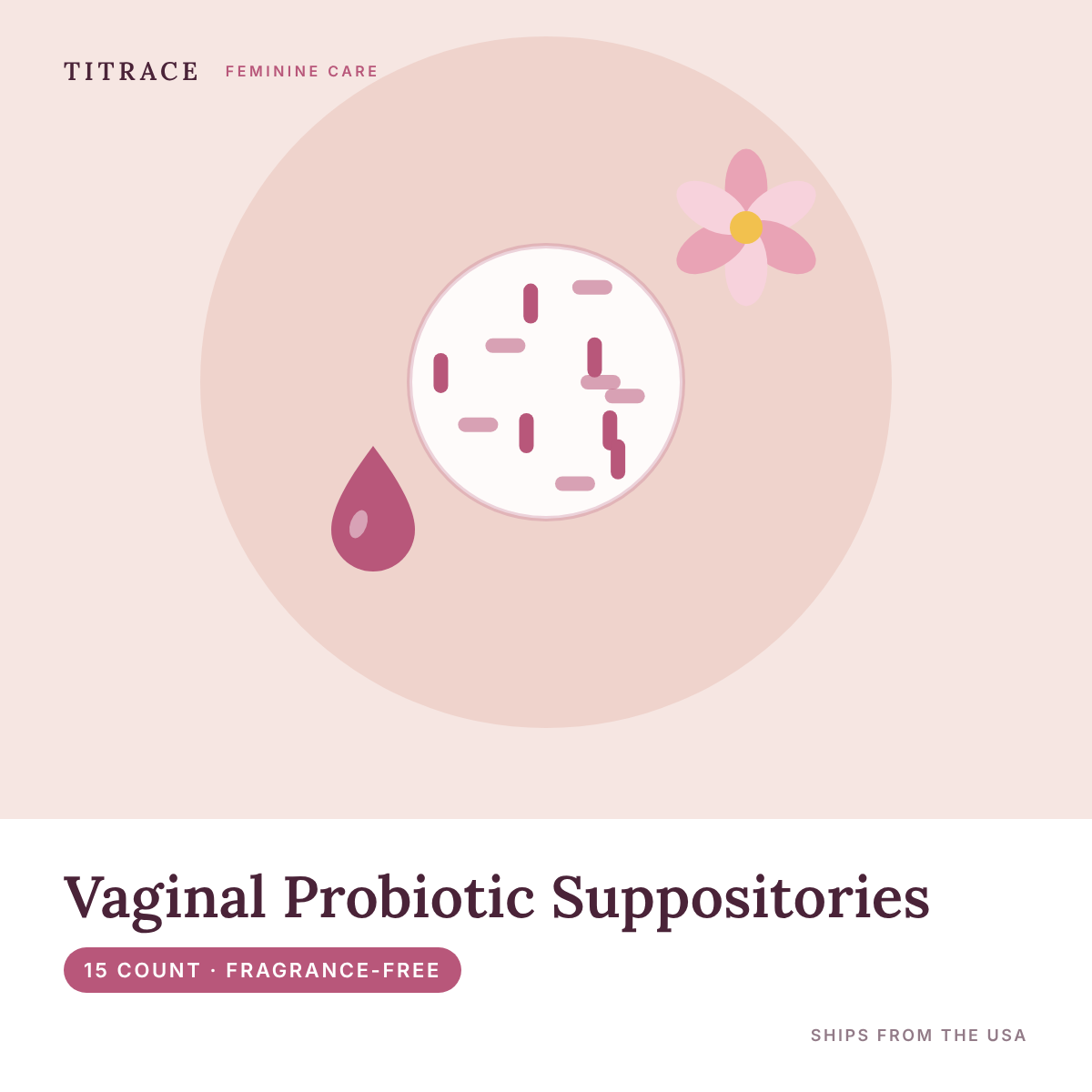 Vaginal Probiotic Suppositories - pH Balance Support, Fragrance-Free (15 Count)