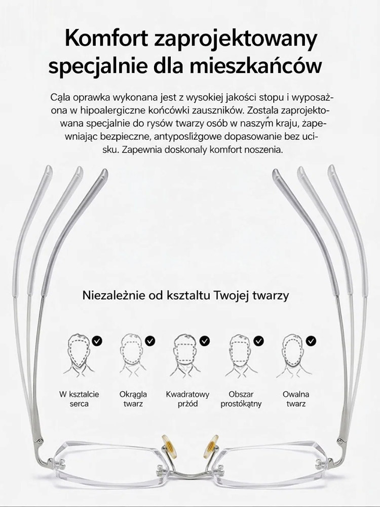 Inteligentne Okulary Progresywne 3w1: Fotochrom + Anty-Blue Light + Auto Zoom -50%