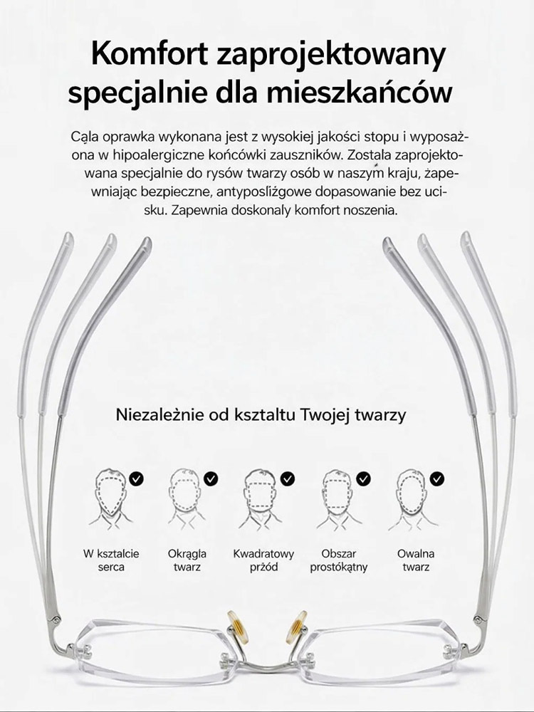 Inteligentne Okulary Progresywne 3w1: Fotochrom + Anty-Blue Light + Auto Zoom -50%