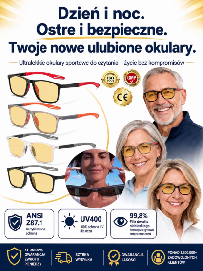 Inteligentne Okulary do Czytania 3 w 1 (6,5 g) | Fotochromowe, Multifokalne z Filtrem Światła Niebieskiego TR90