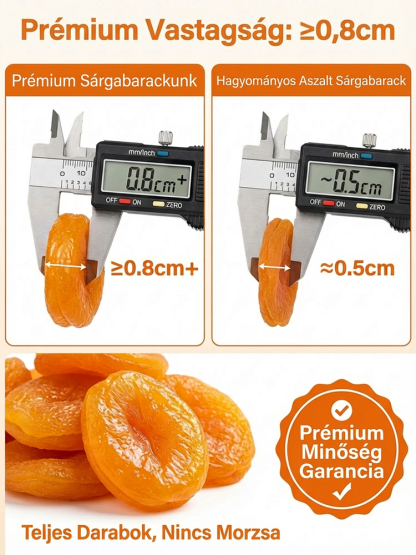 Prémium Szárított Sárgabarack | 1+1 INGYEN | Cukormentes Egészséges Snack Akció -75% 
