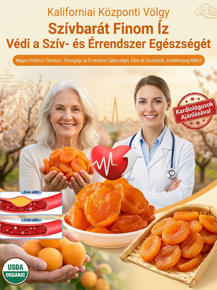 Prémium Szárított Sárgabarack | 1+1 INGYEN | Cukormentes Egészséges Snack Akció -75% 