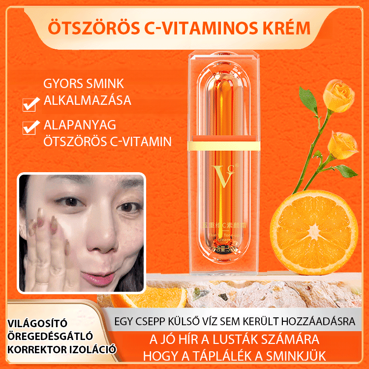 5x C-Vitaminos Arckrém - 4 az 1-ben Sminkalap és Korrektor 50%
