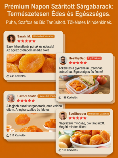 Prémium Szárított Sárgabarack | 1+1 INGYEN | Cukormentes Egészséges Snack Akció -75% 