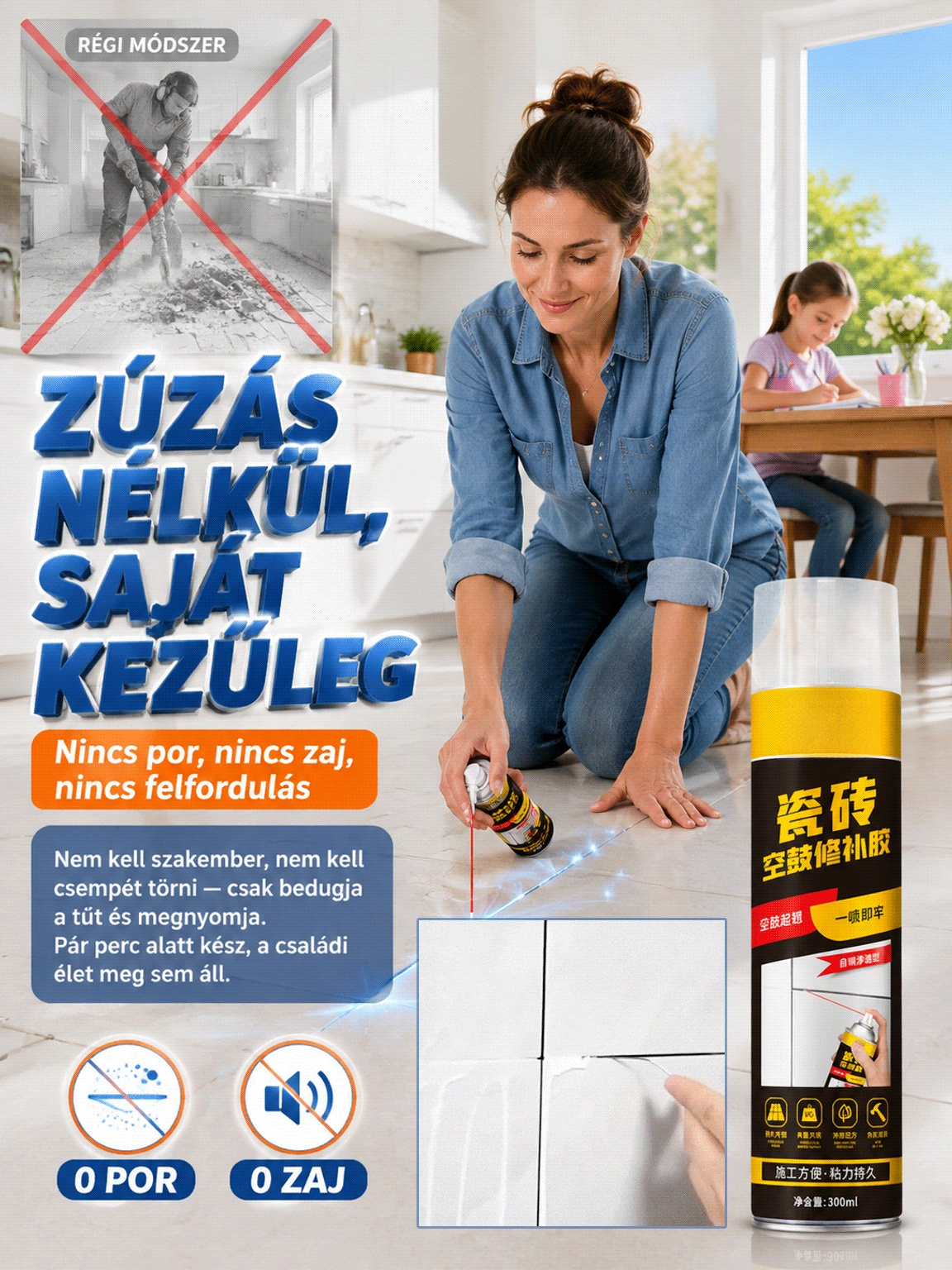 Üreges csempe javító ragasztó - Bontás nélkül!-50%