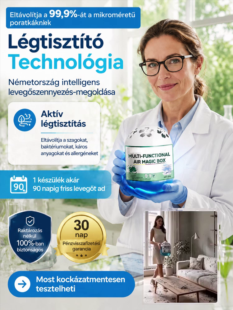 99,9%-os Pormentesítő Mágikus Doboz – Intelligens Légtisztító & Porporszívó (50% OFF + Ingyenes Szállítás)