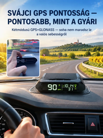 Napelemes Autós HUD Sebességmérő - Vezeték Nélküli GPS Kijelző (50% Kedvezmény + Ingyenes Szállítás)