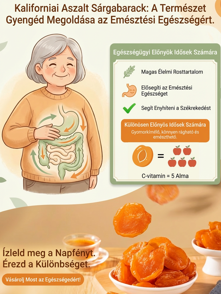 Prémium Szárított Sárgabarack | 1+1 INGYEN | Cukormentes Egészséges Snack Akció -75% 