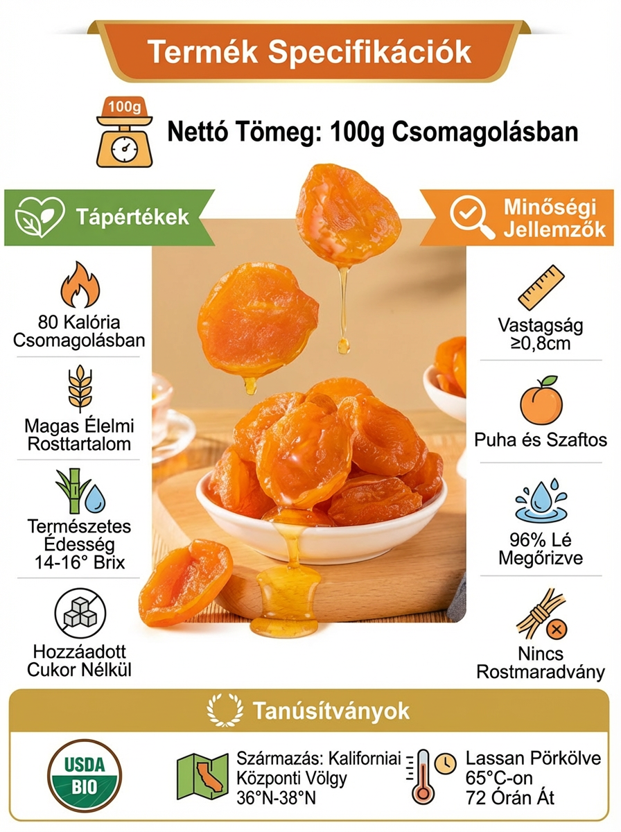 Prémium Szárított Sárgabarack | 1+1 INGYEN | Cukormentes Egészséges Snack Akció -75% 