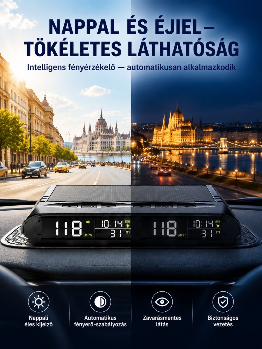 Napelemes Autós HUD Sebességmérő - Vezeték Nélküli GPS Kijelző (50% Kedvezmény + Ingyenes Szállítás)