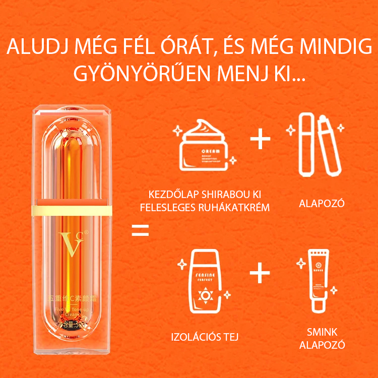 5x C-Vitaminos Arckrém - 4 az 1-ben Sminkalap és Korrektor 50%