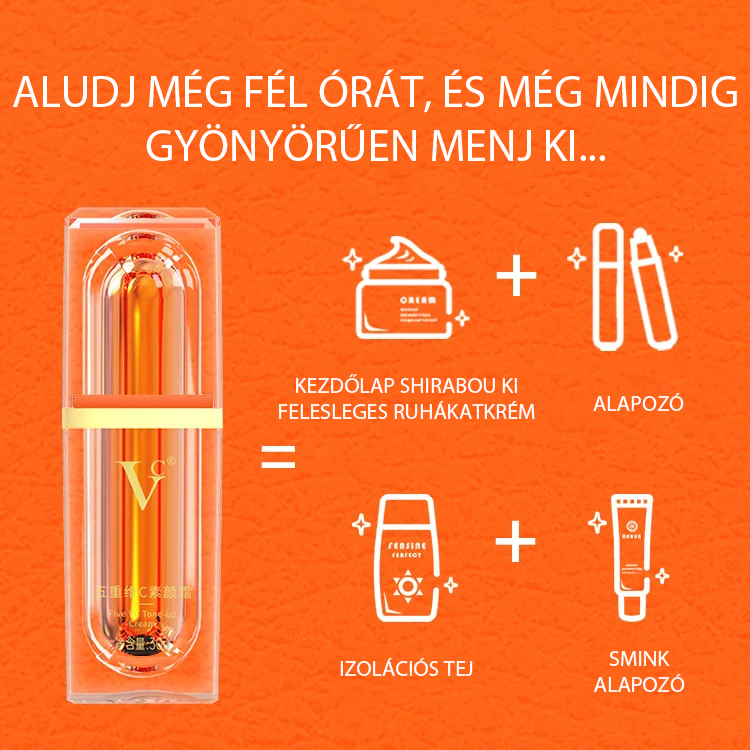 5x C-Vitaminos Arckrém - 4 az 1-ben Sminkalap és Korrektor 50%