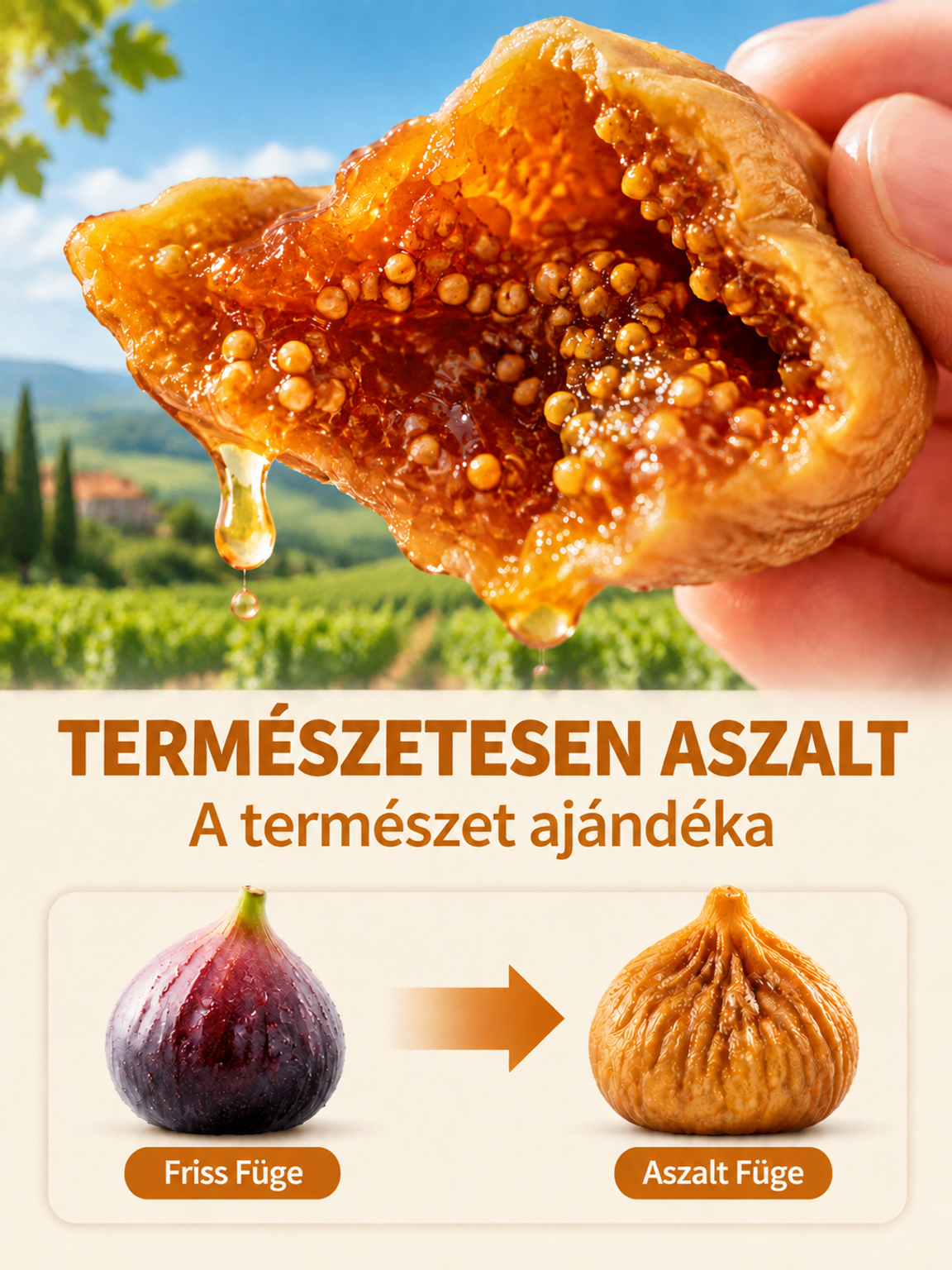 👍“Arany Cseppek” Kézműves Napon Szárított Füge – Bűntudatmentes Egészséges Snack