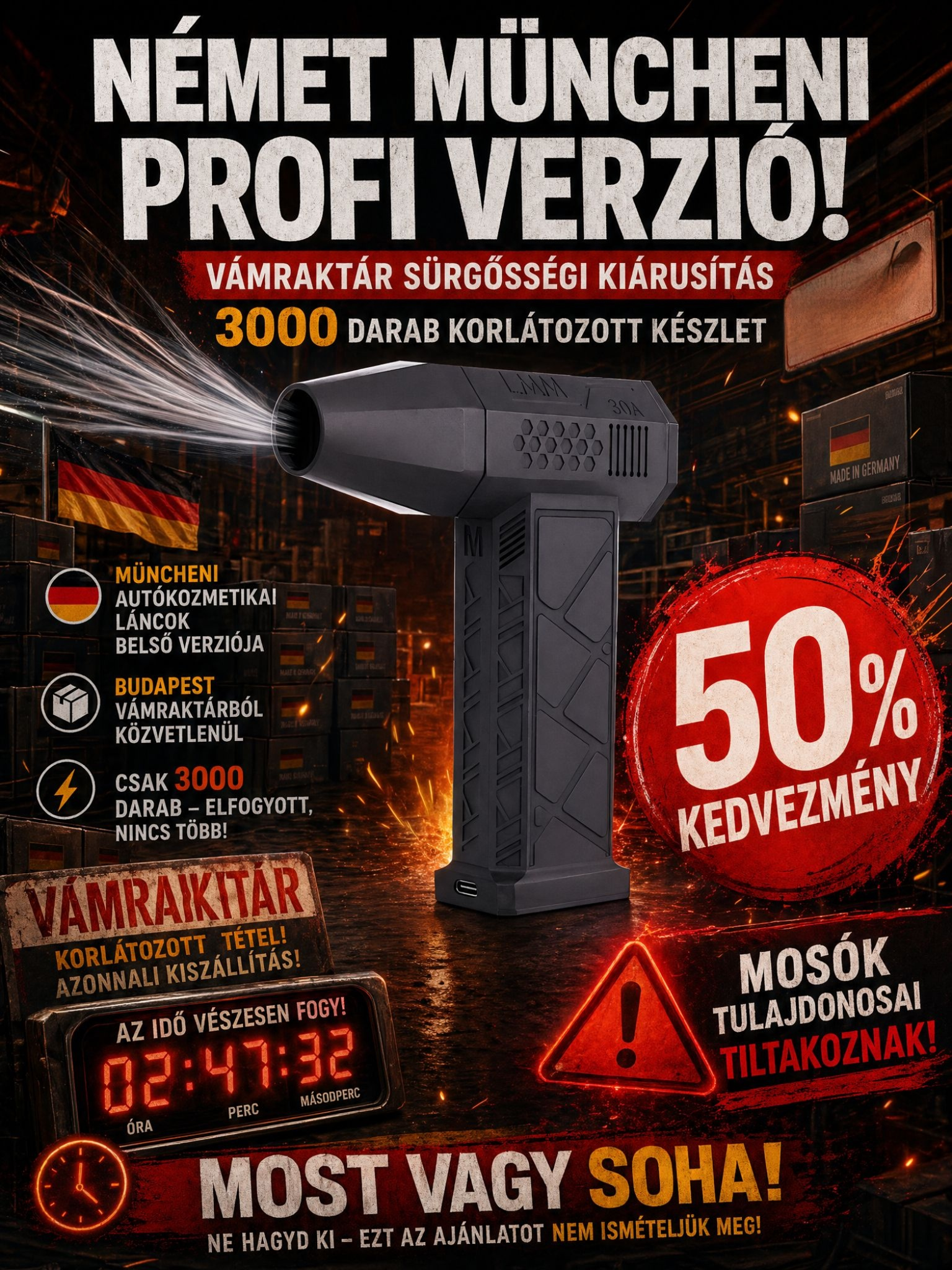 2 az 1-ben Profi Hordozható Turbó Fúvó🚗Autóhoz és Otthonra (-50%)