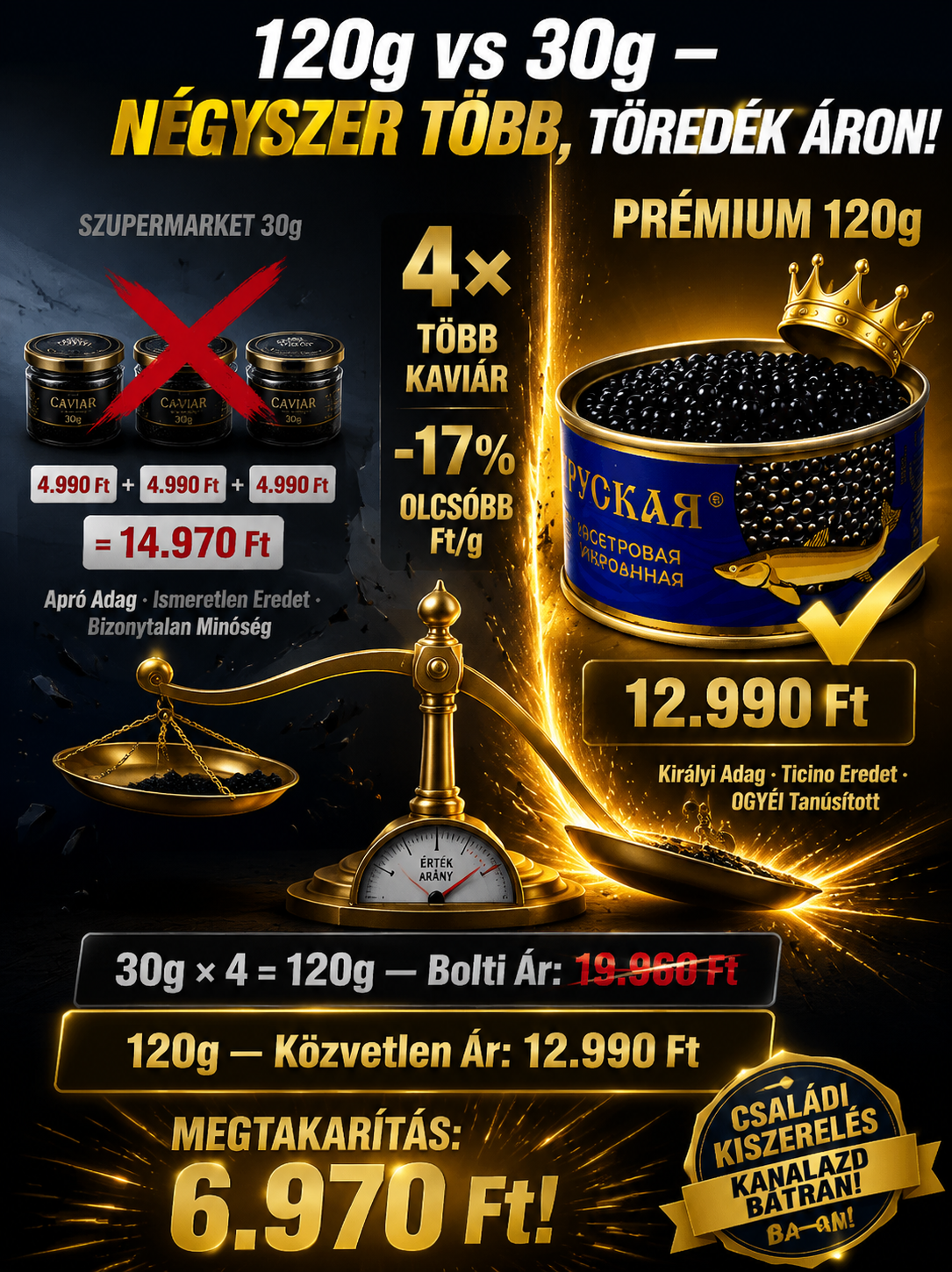 👍Prémium Európai Fekete Kaviár – 100% Tiszta Természetes Luxus (40% OFF)
