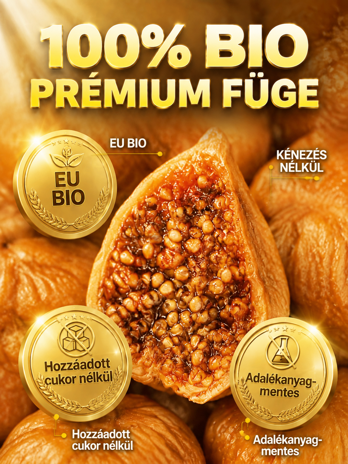 👍“Arany Cseppek” Kézműves Napon Szárított Füge – Bűntudatmentes Egészséges Snack
