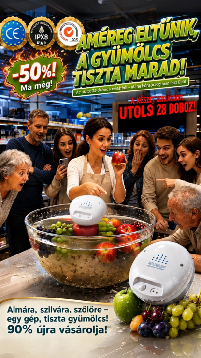 Prémium Ultrahangos Ételmosó Gép (-50% Kedvezmény + 14 Nap Próba)