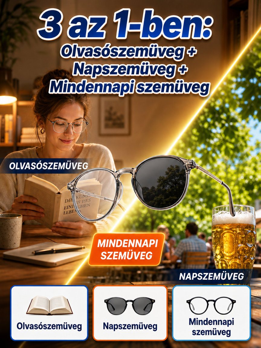 👓Német Szabványú Prémium Progresszív Szemüveg |💰 -50%, Utánvét, 14 Napos Próba🛡️