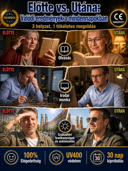 👓Német Szabványú Prémium Progresszív Szemüveg |💰 -50%, Utánvét, 14 Napos Próba🛡️