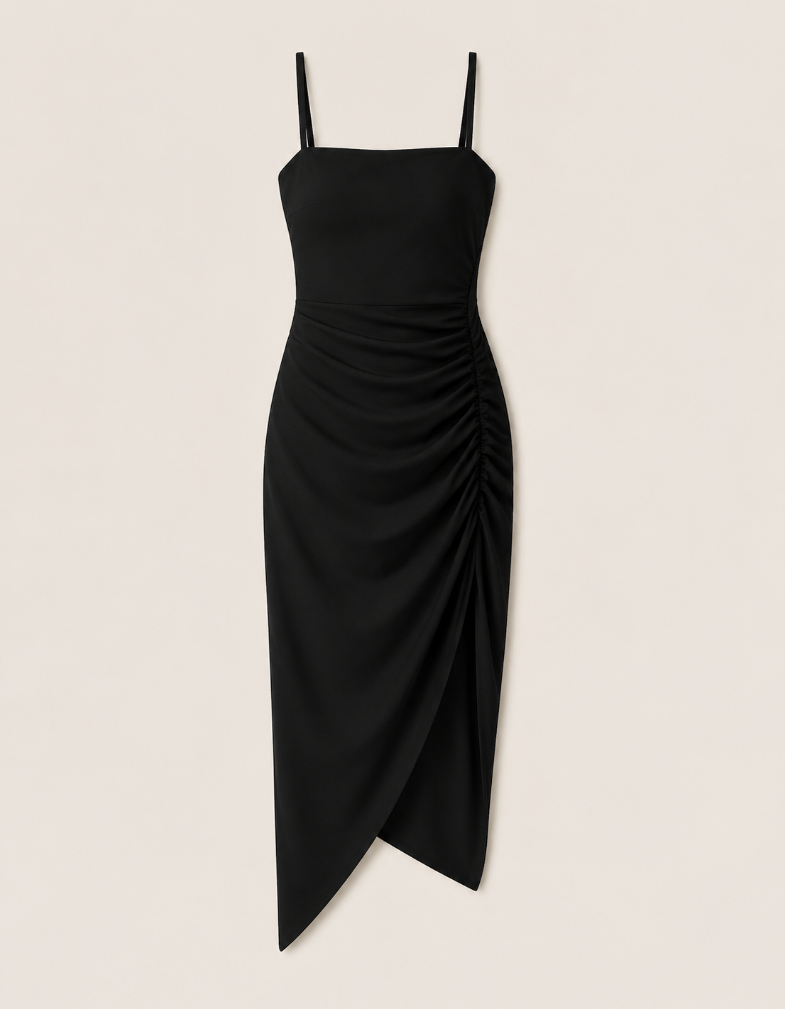 Black Ruched Bodycon Dress Detail - Lunae Label Women's Fashion