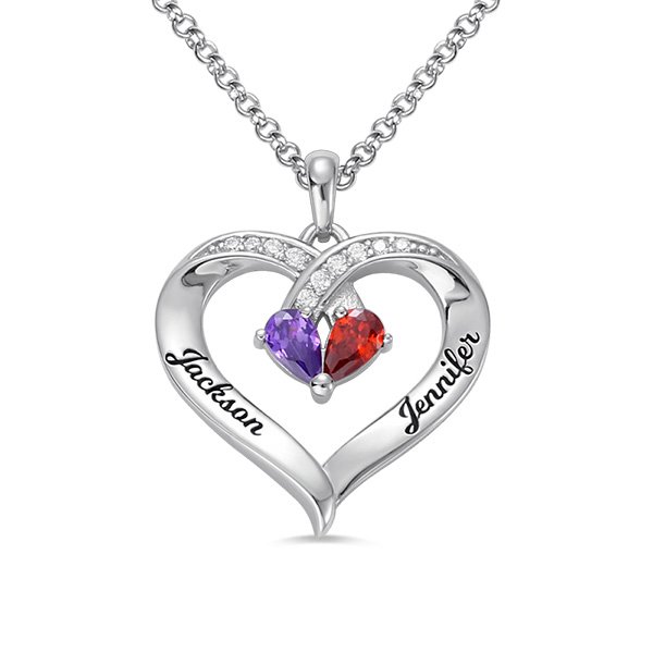 Forever Together Engraved Birthstone Necklace