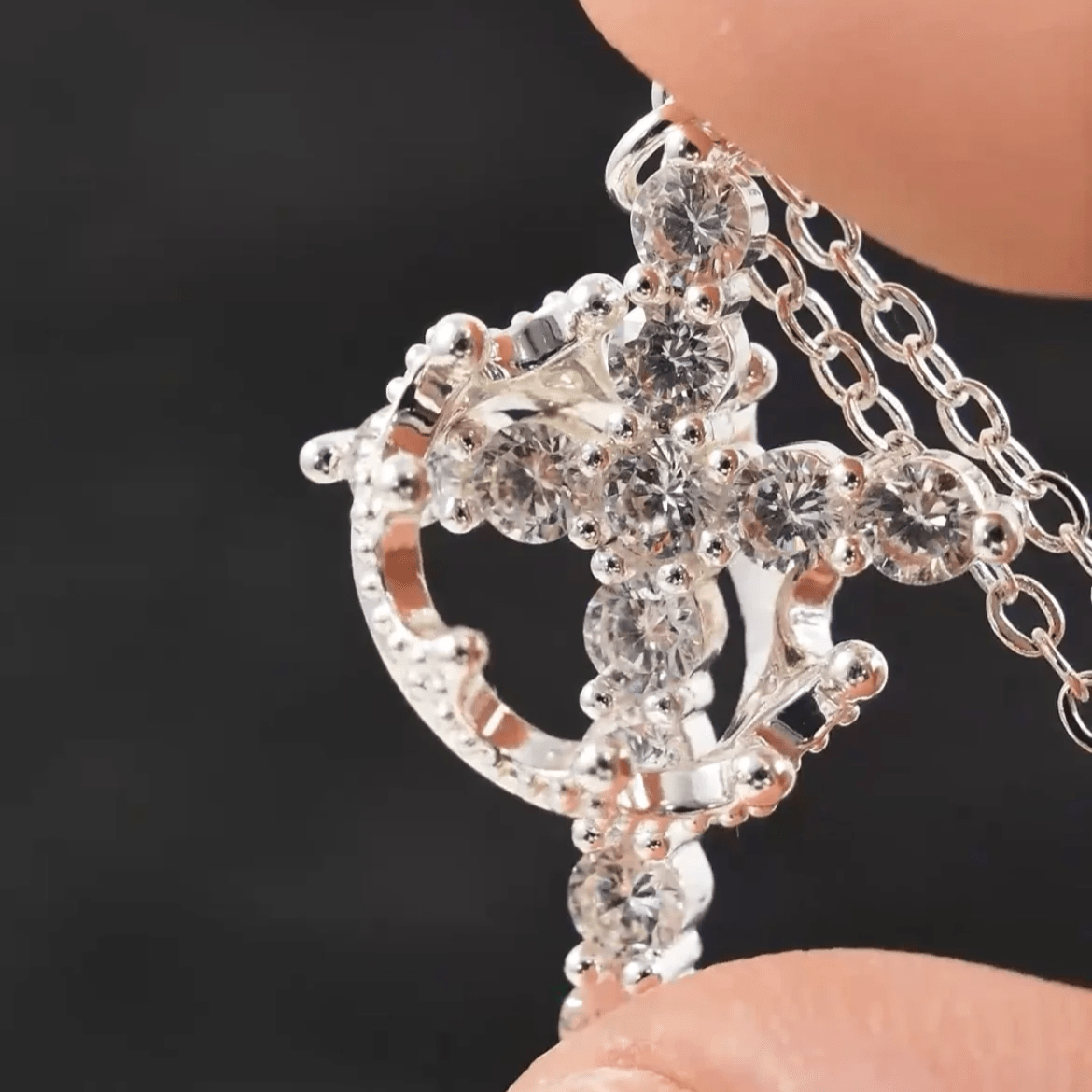Modern Crowned in Faith Cross Necklace, Earrings