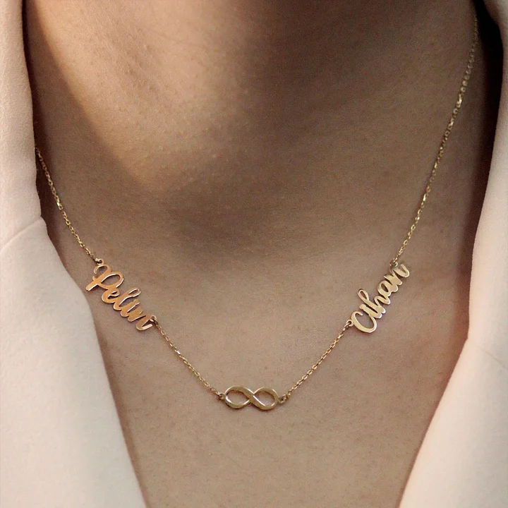 Custom Name & Pave Heart Charm Necklace