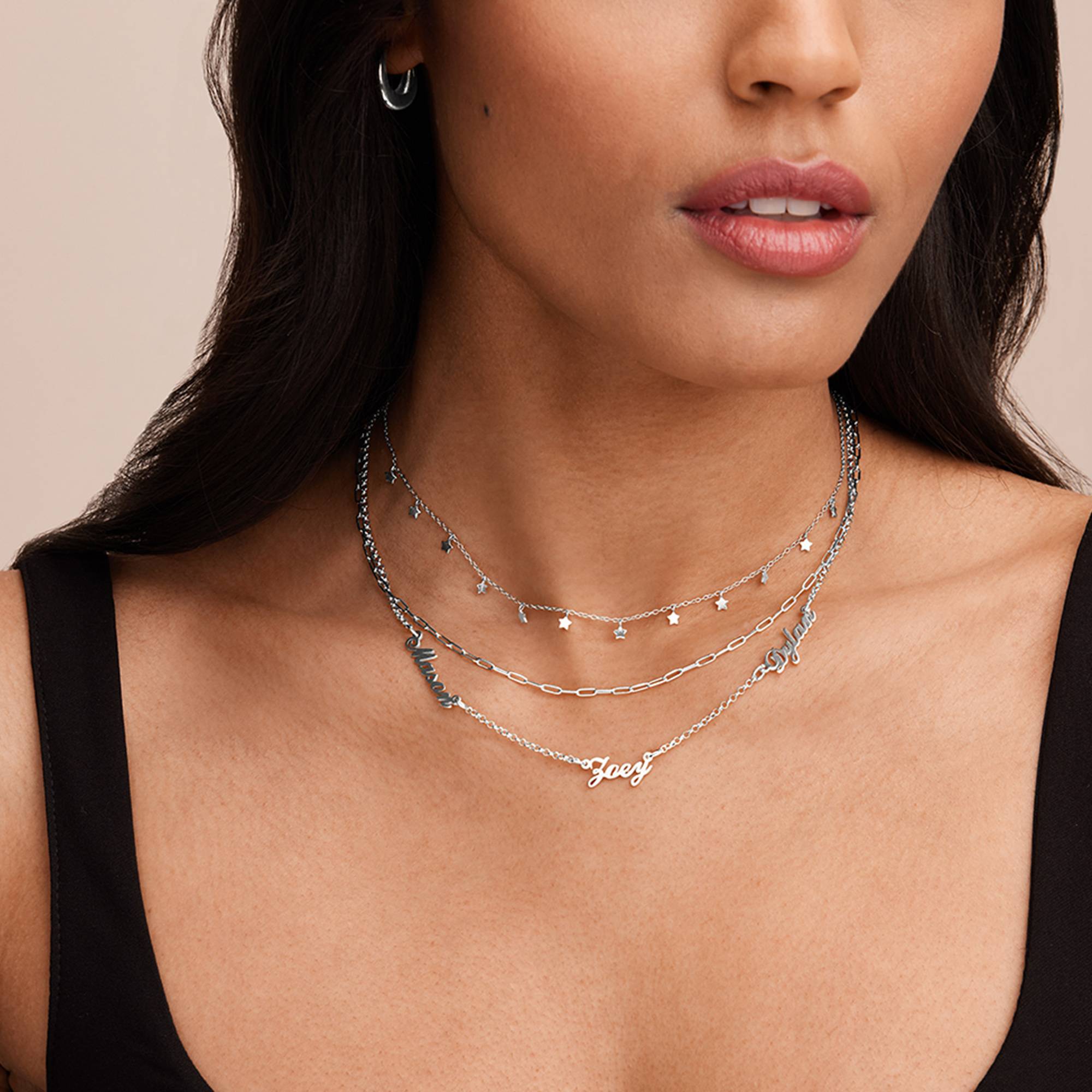 Mother's Day Gift Diamond Multiple Name Necklace Chain