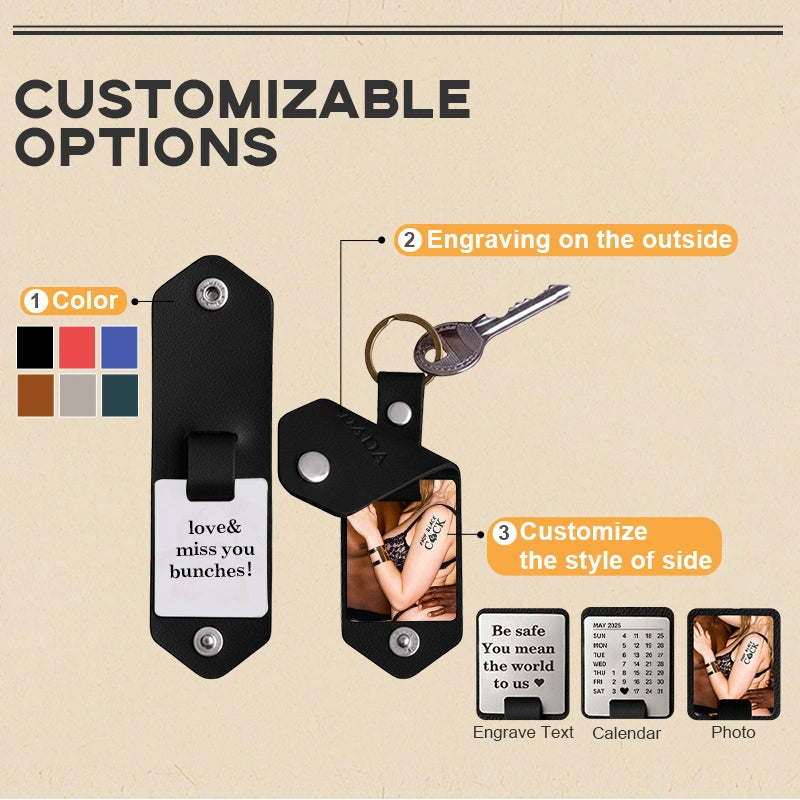 The "Our Secret" Personalized Leather Photo Keychain - Custom Private Keepsake Gift For Him