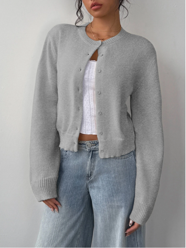 Women's Classic Soft Knit Button Cardigan Relaxed Long Sleeve Everyday Sweater