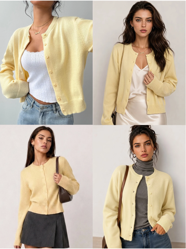 Women's Classic Soft Knit Button Cardigan Relaxed Long Sleeve Everyday Sweater