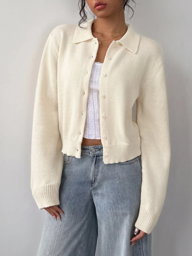 Women's Classic Soft Knit Button Cardigan Relaxed Long Sleeve Everyday Sweater